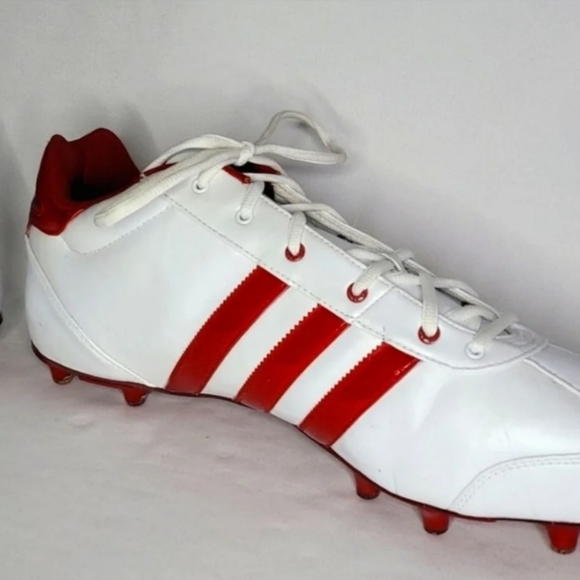 💰NWOT! ADIDAS ▪︎ MEN'S RED AND WHITE FOOTBALL CLEATS ▪︎ SIZE 15 - Picture 8 of 12
